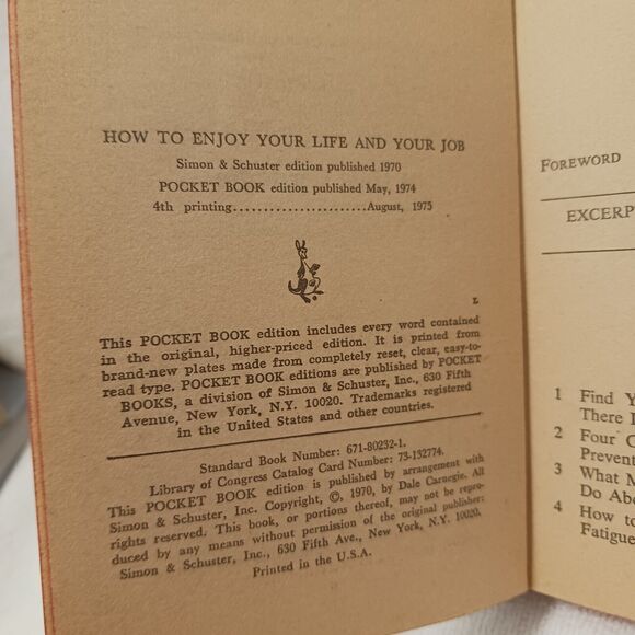 Dale Carnegie How To Enjoy Your Life And Your Job VINTGE 4th EDITION Pocket - Picture 4 of 10